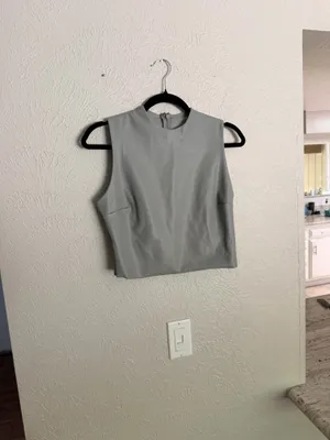 Skims faux leather gray matte sleeveless crop top L thumbnail 9