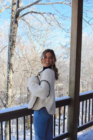 white and black trim jacket boutique  thumbnail 3