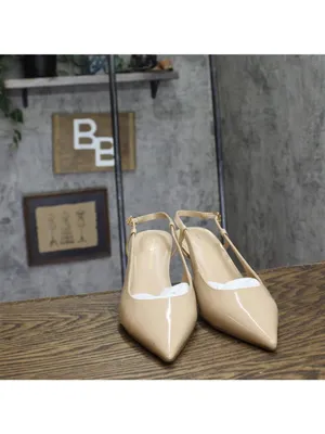 Tommy Hilfiger Cerizza Patent Faux Leather Slingback Pumps Ivory Brown 9.5M thumbnail 3