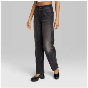 Women's Wild Fable High-Rise Straight‎ Jeans Black Wash Size 4/32" NWT thumbnail 2