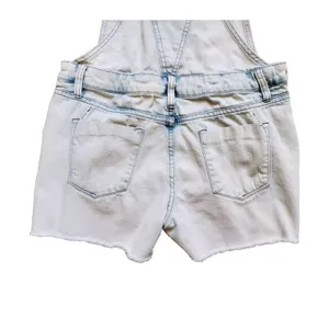 Mossimo Overalls Denim White Wash Women Size Small Distressed Shorts Hem Pockets thumbnail 4