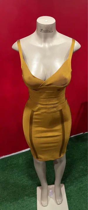 House of London /cb Mustard Yellow Bandage Bodycon Dress thumbnail 1
