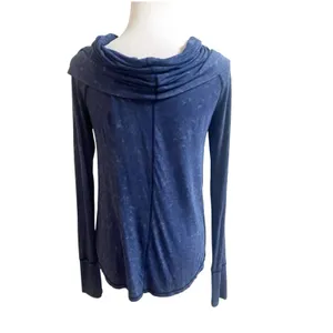 We The Free Purple Cosmo Cowl Neck Blue Sapphire Long Sleeve Off Shoulder Tunic thumbnail 3