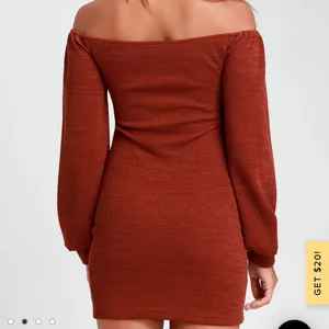 Lulus Aurinda Rust Orange Ruched Off-the-Shoulder Bodycon Dress thumbnail 2