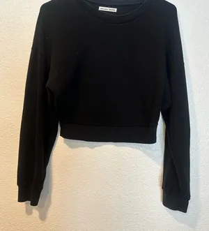 Reformation Black Cropped Top Sweatshirt thumbnail 1