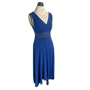 AGB Dress Sz 6 Blue Rhinestones Festival Evening Party Elegant Cocktail Retro thumbnail 3