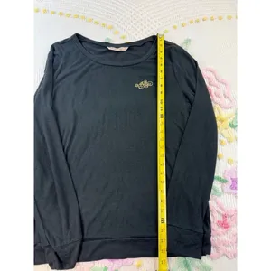 Victoria's Secret‎ Angel Long Sleeve Top Black Gold Embroidered Logo Crew Neck thumbnail 7