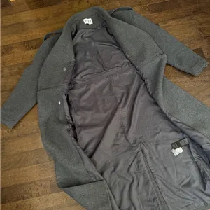 NAKD wool grey double breasted 2-in-1 convertible long full to cropped coat thumbnail 7