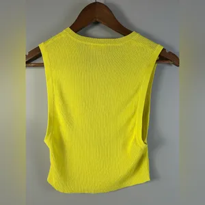 Free People Muscle Up Crop Tank Top In Lime Soda Yellow Size Small thumbnail 2