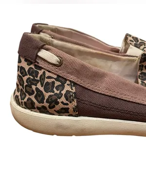 Crocs Leopard Print Canvas Slip On Loafer Flats Brown Women’s Size 9 thumbnail 2