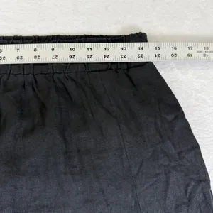 Quince 100% European Linen Maxi Skirt Black Side Slit Pockets Small MIVN004 thumbnail 3