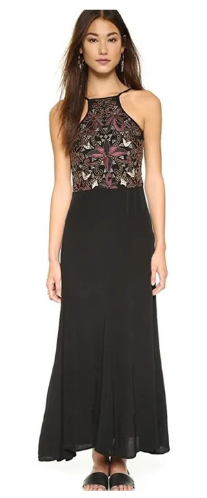 NEW Cleobella Lexington Black Maxi Dress Beaded Embroidered thumbnail 1