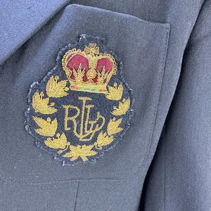 Ralph Lauren Vtg Navy Blazer Royal Crest Gold Button‎ Double Breast Wool Size 6 thumbnail 4