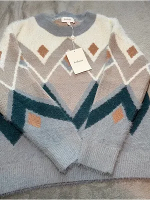 Böhme Rolanda fur sweater in a chevron color block pattern medium NEW thumbnail 3