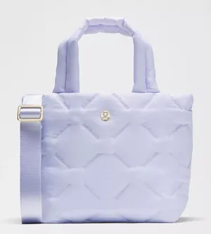 LuLulemon Quilty Pleasures Tote Bag Mini Light Blue Quilted Shoulder Bag thumbnail 1