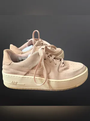 Nike Air Force 1 Sage Low Particle Beige Pink Beige Suede Platform Sneakers Sz 8 thumbnail 3