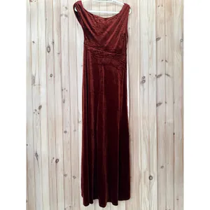 NWT Lulus Coveted Confidence Rust Orange Velvet Asymmetrical Maxi Dress Size M thumbnail 7