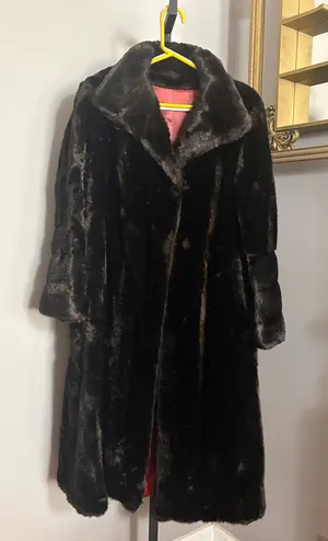 Grandella VINTAGE Size 14 Brown Black Faux Fur Long Coat thumbnail 1