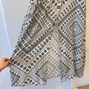 Red Carter Black White Geometric‎ Tribal Tassel Halter Maxi Dress US Large Boho thumbnail 5