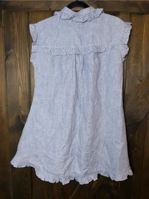 Olivaceous Becca 100% Linen Striped Shirt Dress‎ Cottagecore Preppy Coastal S thumbnail 2
