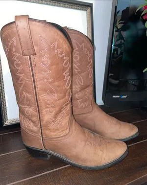 Old West SCL 7014 Leather Women's Western Cowgirl Heeled Boots Size 8 thumbnail 1