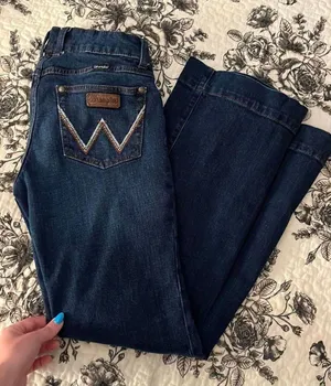 Dark wash wrangler trouser jeans thumbnail 1