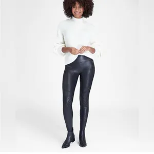 Spanx Faux Leather Quilted Legging in Very Black- Size Large thumbnail 4