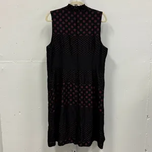 Who What Wear Dark Polka Dot Sleeveless Midi‎ Dress XXL Smocked Whimsical Retro thumbnail 3