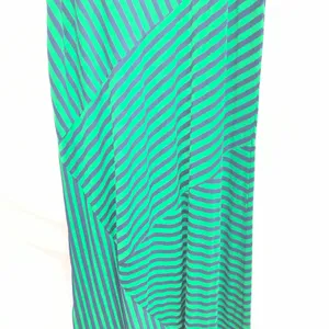 Like New Maxi Green Striped Long Skirt Asymmetrical Pattern thumbnail 4