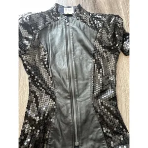 Vintage Firenze Santa Barbara Black Leather Jacket Sz Small MultiColor Moto thumbnail 2