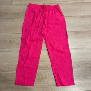 NWT J. Crew Women’s Linen Cotton Blend Drawstring Pant Hot Pink Size 4 thumbnail 2
