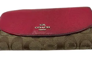 Coach Signature C Flap Red Canvas Leather Wallet thumbnail 1