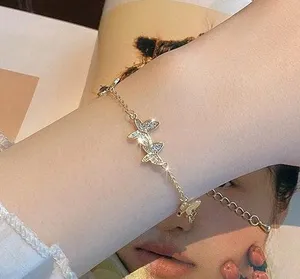 Butterfly CZ Stone Bracelet Gold thumbnail 1