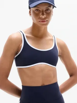 Athleta Transcend Tipped Sports Bra A-C in Navy/White Size Medium thumbnail 1