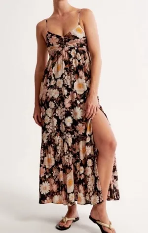 Abercrombie Crinkle Textured Ruched Maxi Dress thumbnail 1