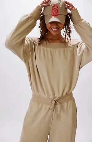 NWOT FREE PEOPLE Movement One To Beat Onesie - Desert Sands thumbnail 1