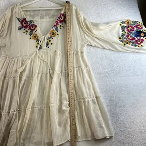 Free People XS Spell on You Dress Floral Embroidered Oversized Boho‎ Festival thumbnail 11