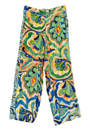 Maeve Anthropologie Wide Leg Pants 0P Multicolor Rhiannon Satin Cropped Flare thumbnail 1