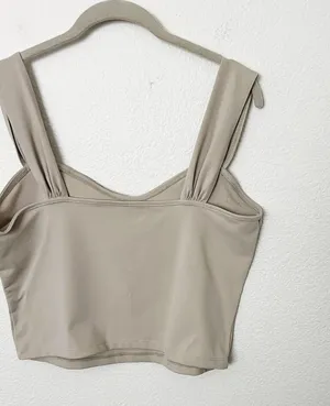 [Abercrombie & Fitch] Nude Light Taupe Soft Sweetheart Crop Tank Top Sz Large L thumbnail 9