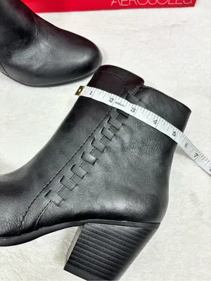 AEROSOLES Vitality Black Leather Ankle Booties with Stitch Detail Size 7 thumbnail 8