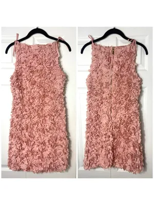 River Island Pink 3D Floral Mini Dress XS Petal Textured Bodycon Party thumbnail 8