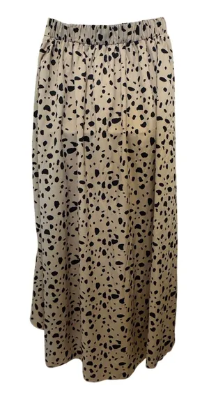 Asymetrical Animal Print‎ High-Low Ruffle Maxi Skirt Small Tan Black Flowy Boho thumbnail 1