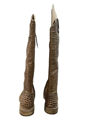 Sam Edelman Fable Cedarwood Croc Leather Tall Riding Boots Size 8 New in Box thumbnail 9
