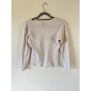 High Sierra Y2K Babydoll Waffle Knit Rose Detail White Longsleeve Sz M Ruffle thumbnail 4