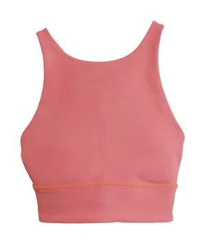 Lululemon Size 4 Energy High Neck Longline Bra‎ Ribbed Sunset Pink Orange Gym thumbnail 1