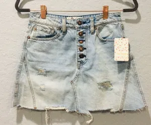 Free People Denim Distressed Skirt Size 26 thumbnail 1