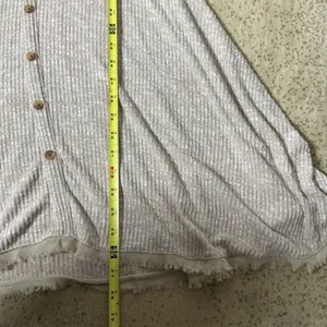 American Rag Ribbed Knit Button Front Dress Womens M Tan Boho Fit Flare Raw Hem thumbnail 6