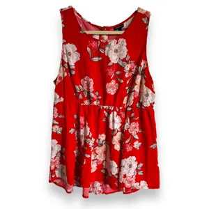 Torrid Womens Tank Top Sz 1 1X‎ 14 16 Floral Red Babydoll Challis Flower Print thumbnail 5