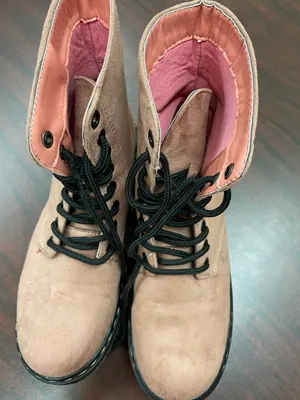 Charles Albert Blush Pink Velvet Combat Boots thumbnail 3