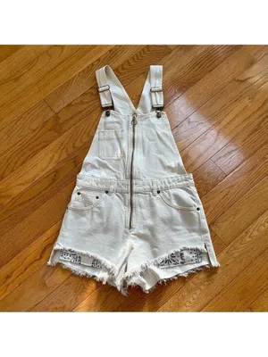 Free people We The Free Sunkissed Off White Denim Short Overalls Romper Size 4 thumbnail 5